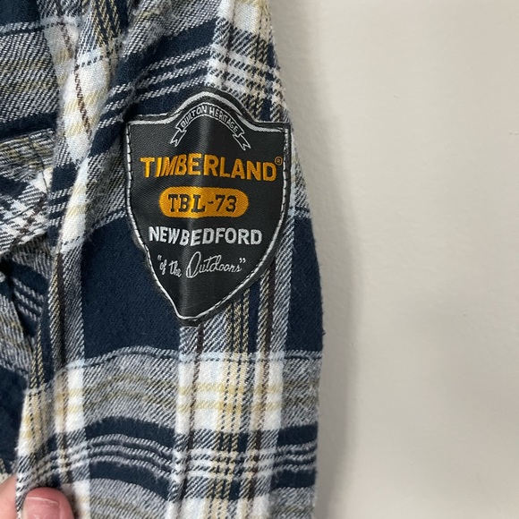 Timberland Blue Plaid Flannel Button Up Size Medium - Picture 6 of 8